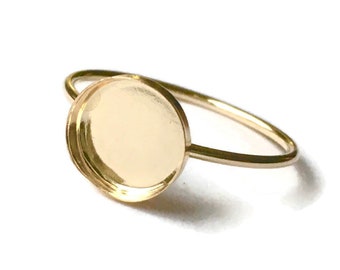 Anillo en blanco chapado en oro / Anillo en blanco con engaste vacío de 5 mm, 6 mm, 8 mm / Anillo en blanco con cabujón redondo y ovalado / Suministros para joyería de leche materna con ADN