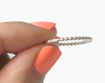 Sterling silver ring • Silver dot ring • Silver beaded ring • Silver ball chain ring • Sterling silver stacking ring • Thin dot ring