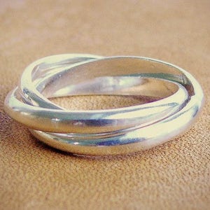 Sterling Silver Rolling Ring | 3 Band Interlocked Rings | Russian Wedding Ring Multi Band Ring | Interlocking Infinity Ring Sterling Silver