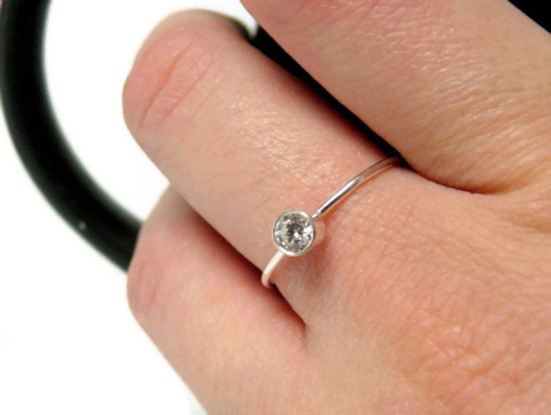 Cubic zirconia ring sterling silver stacking gemstone ring sterling silver ring stack ring silver jewellery