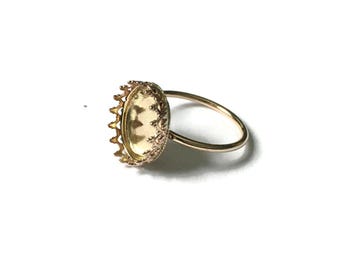 Handmade Gold Filled Oval Crown Ring Blank |12x10 mm DIY Gallery Setting