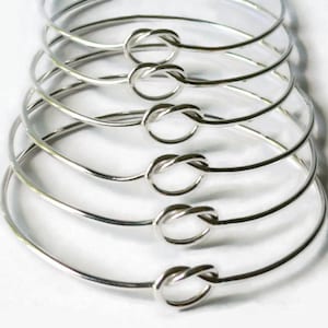 Tie the knot bracelet Sterling silver bangle bracelet Silver knot bangle bridesmaid gift stacking bangle layering bracelet