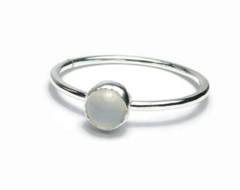 Sterling silver moonstone ring silver stacking ring sterling silver ring gemstone stackable ring