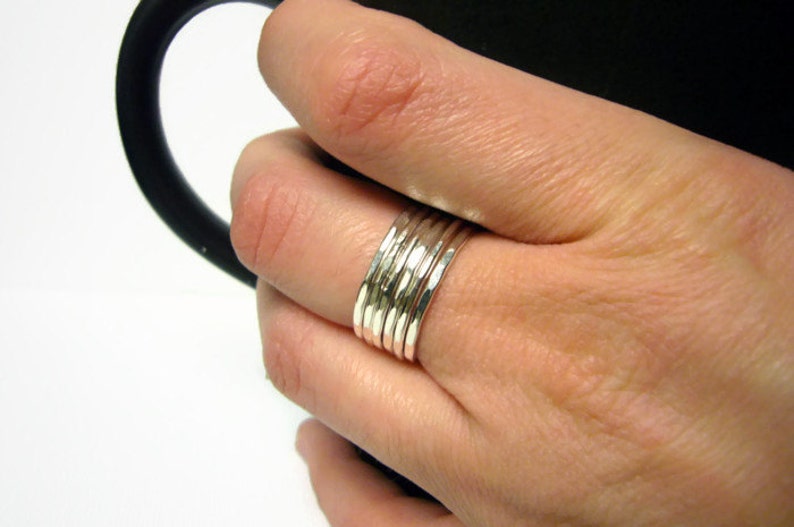 Sterling silver stacking rings layering rings thick stacking Etsy