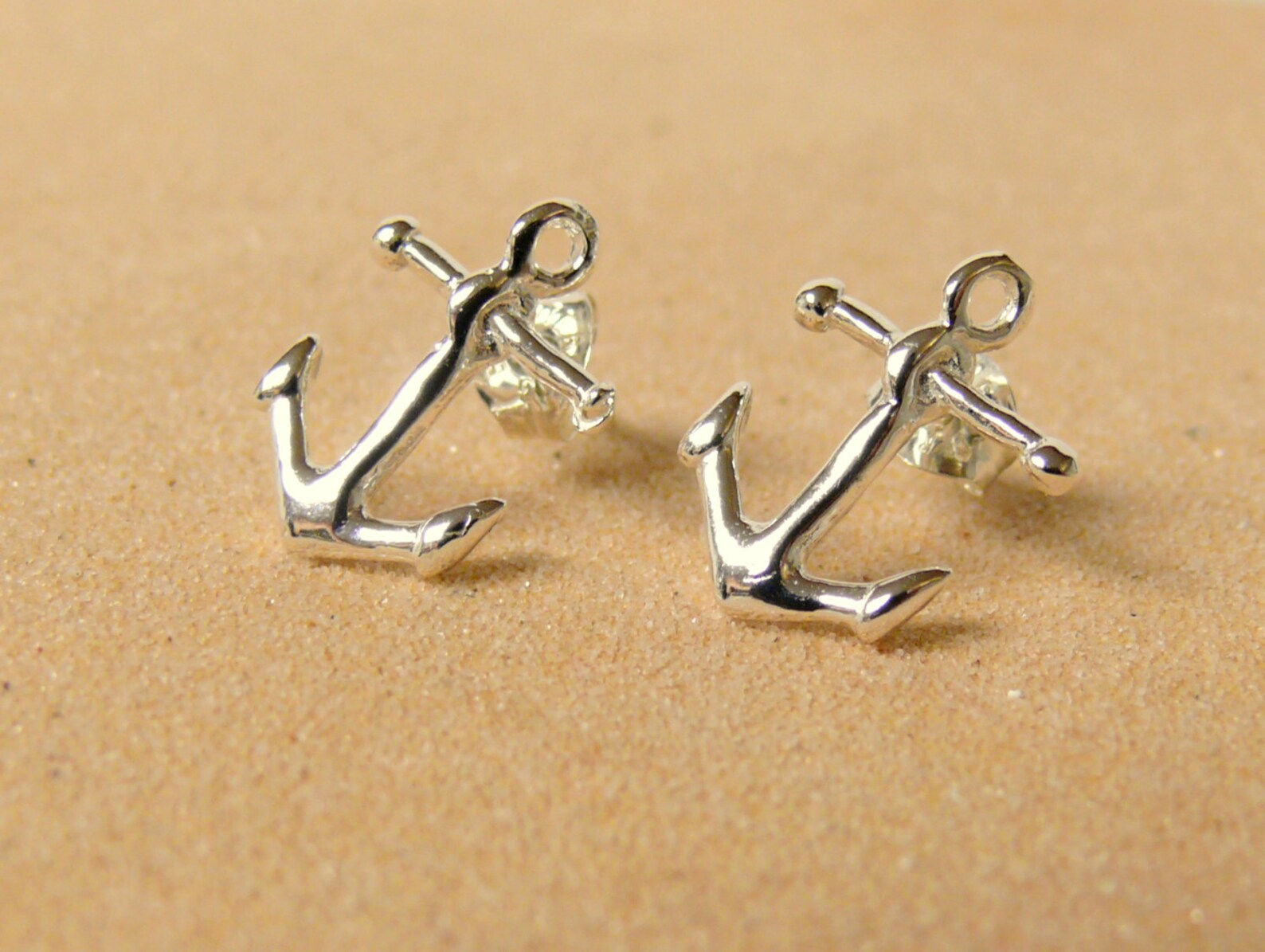 Anchor stud earring Sterling silver anchor studs nautical Etsy
