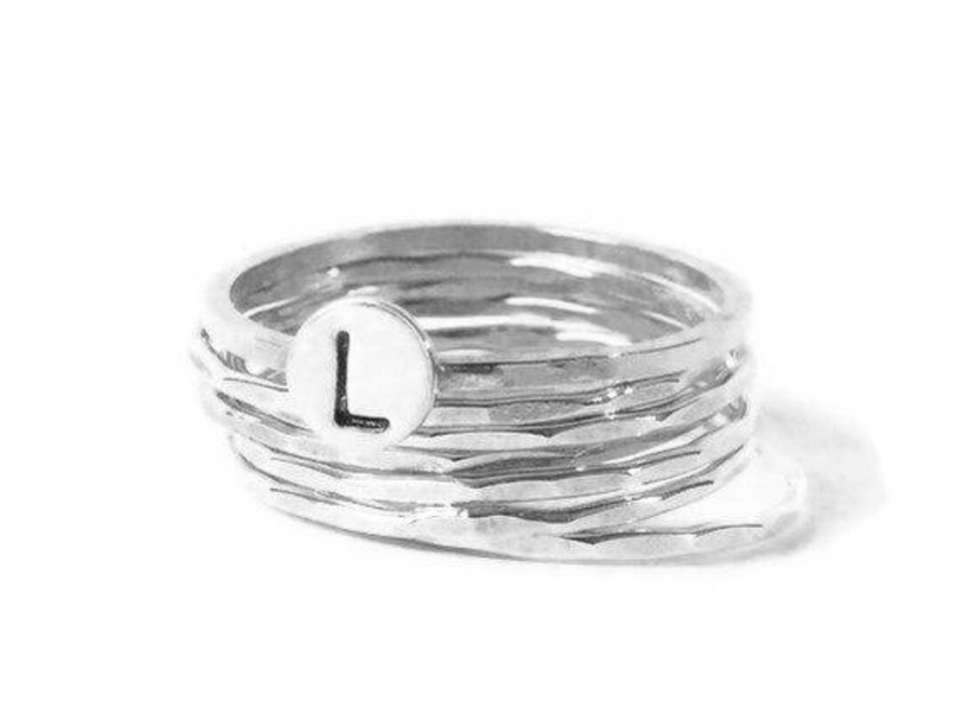 Silver Monogrammed Ring Stackable Rings Personalized Ring Sterling ...