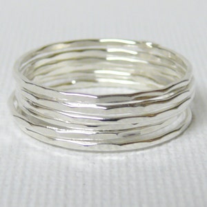 Sterling Silver Stacking Rings Set of 6 Skinny Stacking Rings, Sterling ...