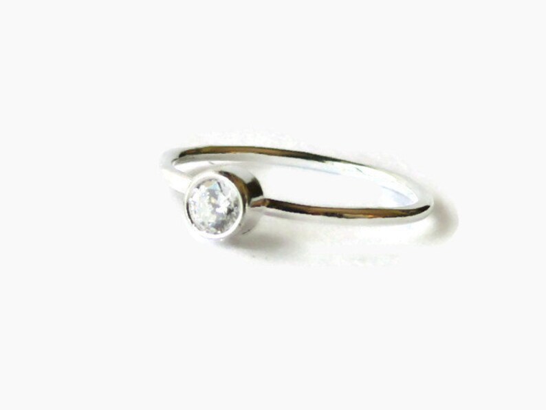 Cubic zirconia ring sterling silver stacking gemstone ring sterling silver ring stack ring silver jewellery