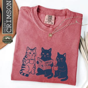The Daily Claw Cat Comfort Colors® Shirt, Funny Cat Tee, Coffee Cat Graphic Tshirt, Aesthetic Vintage Cat T-Shirt, Cat Lover Gift image 2