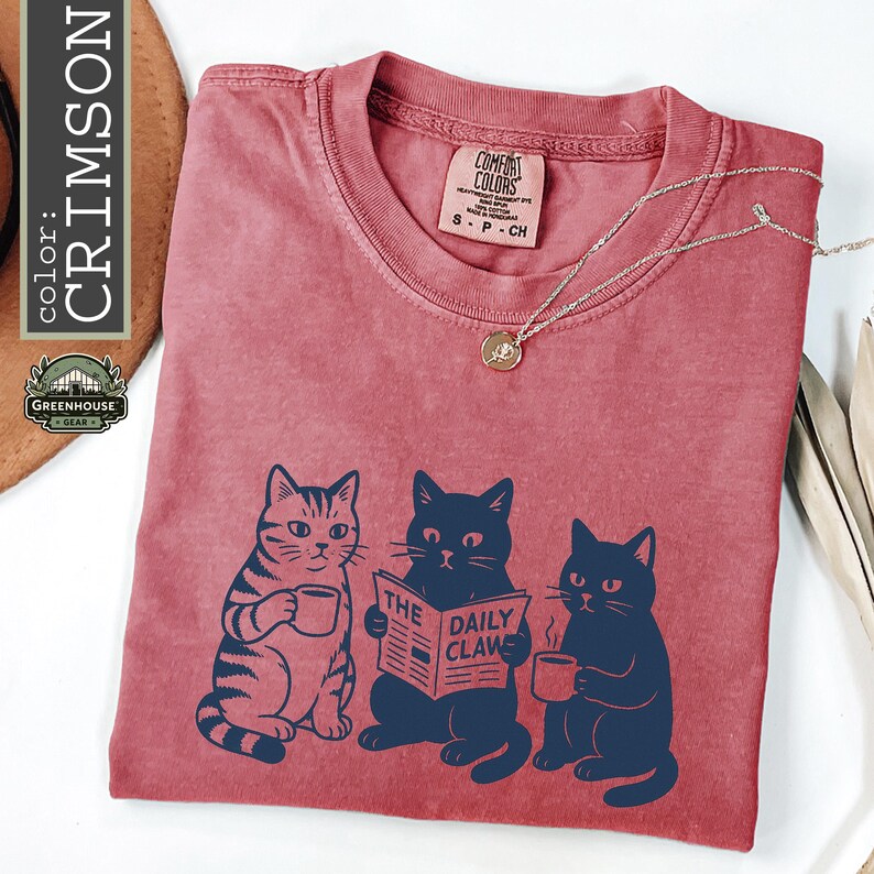 The Daily Claw Cat Comfort Colors® Shirt, Funny Cat Tee, Coffee Cat Graphic Tshirt, Aesthetic Vintage Cat T-Shirt, Cat Lover Gift image 2