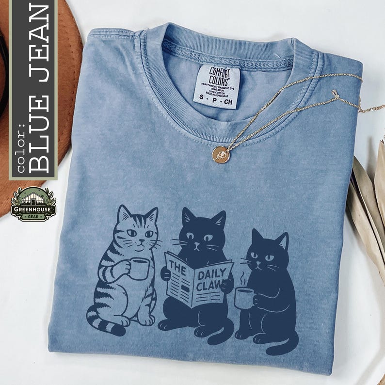 The Daily Claw Cat Comfort Colors® Shirt, Funny Cat Tee, Coffee Cat Graphic Tshirt, Aesthetic Vintage Cat T-Shirt, Cat Lover Gift image 5