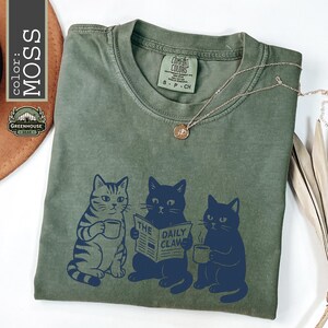 The Daily Claw Cat Comfort Colors® Shirt, Funny Cat Tee, Coffee Cat Graphic Tshirt, Aesthetic Vintage Cat T-Shirt, Cat Lover Gift image 4