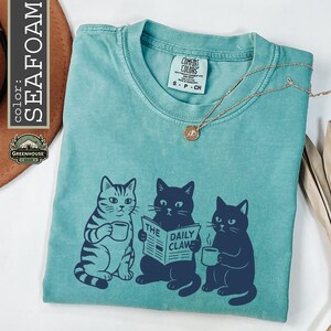 The Daily Claw Cat Comfort Colors® Shirt, Funny Cat Tee, Coffee Cat Graphic Tshirt, Aesthetic Vintage Cat T-Shirt, Cat Lover Gift image 3