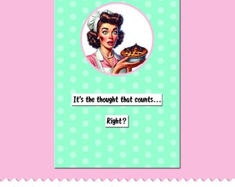 Druckbare Grußkarte - 5x7 Kartengröße - Es ist der Gedanke, der zählt - Lustige Retro-Thema Karte - Digital Download