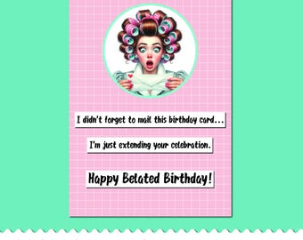 Geburtstagskarte zum Ausdrucken - 5x7 Kartengröße - Lustige Retro Geburtstagskarte - Digitaler Download