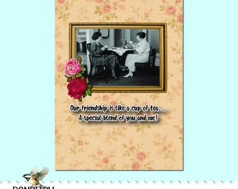 Druckbare Grußkarte - 5x7 Größe - Freundschaft - Retro Themen Karte