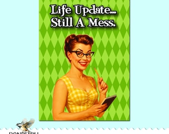 Druckbare Grußkarte - 5x7 Größe - Life Update - Lustige Retro Themen Karte