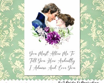 I Admire And Love You - Grußkarte zum Thema Stolz und Vorurteil - Digitaler Download