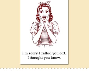 Es tut mir leid - Eine Vintage Themed 5x7 Geburtstagskarte - Digital Download