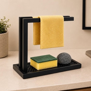 Organizzatore moderno per lavello da cucina / Portaoggetti minimalista da appoggio con portasciugamani