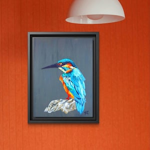 Kunstdruck Eisvogel – Bunter Vogel auf Leinwand, Wanddekoration für Naturfreunde, Geschenkidee für Zuhause & Büro
