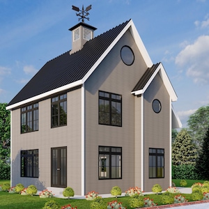 De Snowbird Cabin, bouwplannen voor een op maat gemaakt huisje van 1300 vierkante meter met 2 slaapkamers en 2,5 badkamer voor een kleine kavel of vakantiehuis