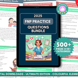 FNP Exam Practice Questions Pack 2025 – ANCC AANP Exam, Nurse Practitioner Practice Questions, np Study Guide, Printable Review Sheets
