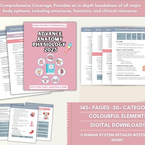 Anatomía y fisiología definitiva (más de 145 páginas), guía de estudio de anatomía, apuntes de anatomía, apuntes de fisiología, A y P, guía de estudio de enfermería, paquete de enfermería