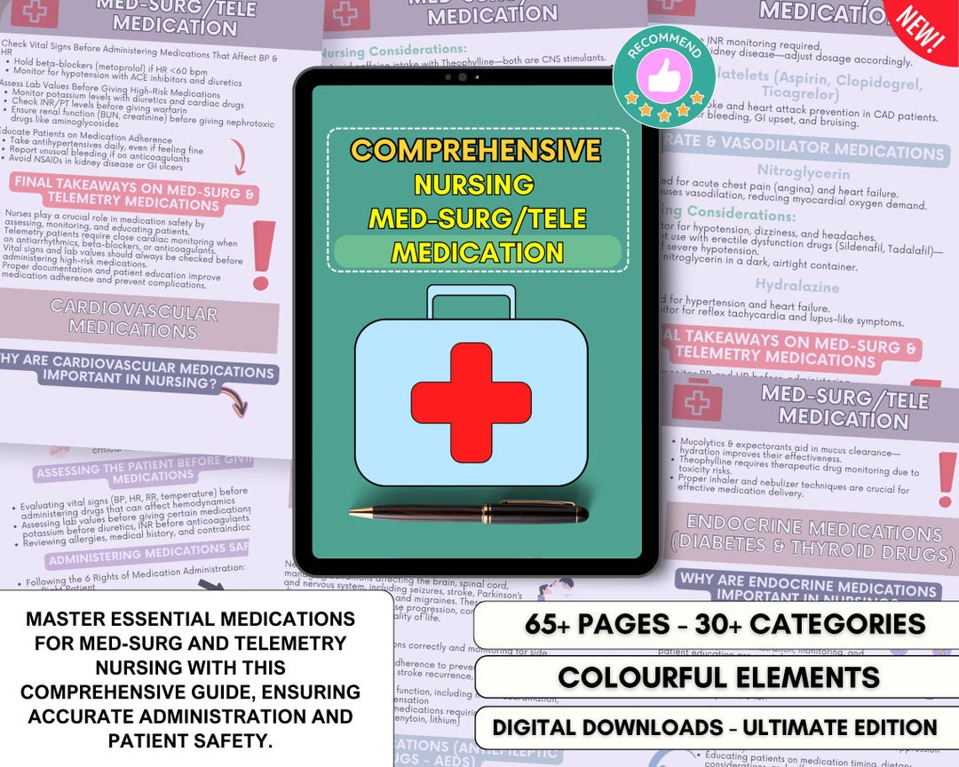 Med-surg/tele Meds Bundle, Nursing Study Guide, Med Surg Notes, Medical ...