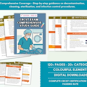 CRCST Study Guide, 9th Edition Sterile Processing Notes, SPD Study notes, Surgical Instruments, Crcst Review 2025, Cbspd tech study guide