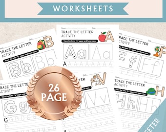 Feuilles d'exercices pour le traçage de l'alphabet : exercice d'écriture manuscrite pour les enfants d'âge préscolaire (téléchargement PDF)