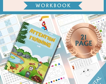 Cahier d'exercices de formation à l'attention pour les enfants : Feuilles d'activités préscolaires (PDF) | Mise au point et concentration