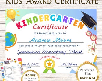 Certificat de fin de maternelle : PDF imprimable souvenir (à remplir à la main, lettre US et A4)