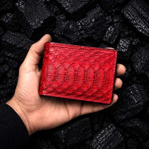 Leather Wallet for Men, Python Skin Leather Wallet, Gift for Men, Anniversary Gifts for Men, Bifold Wallet
