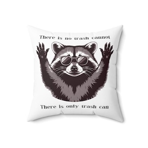 Cojín cuadrado de mapache: decoración divertida de animales, regalo para amantes de la naturaleza, cojín para sofá, accesorio para dormitorio, hogar ecológico.