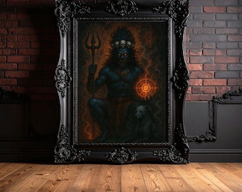 Bhairava  ヴィンテージのインド ヒンドゥー教の信仰ポスター