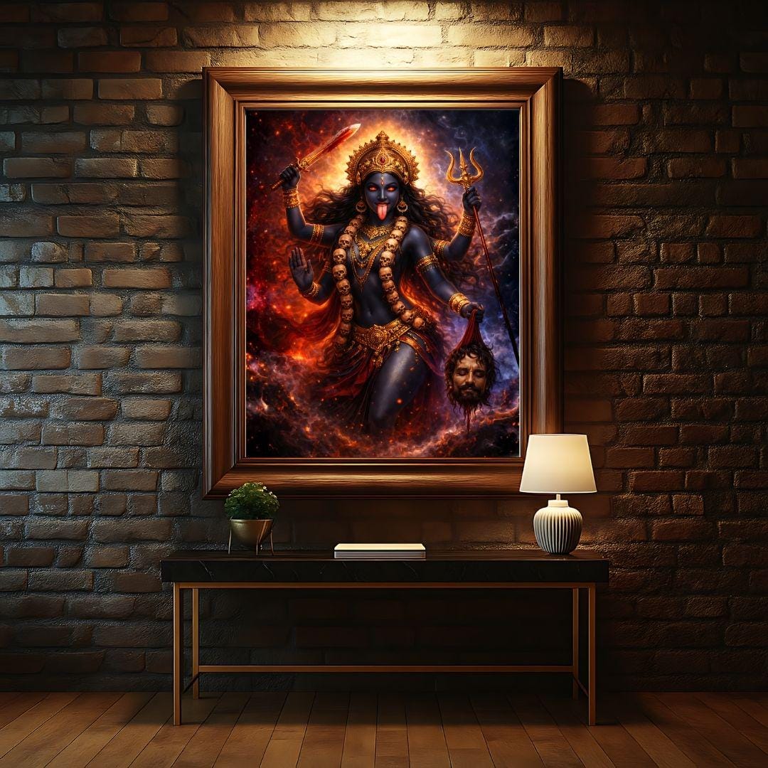 Goddess Kali Digital Wall Art, Hindu Spiritual Decor, Dark Sacred Art ...