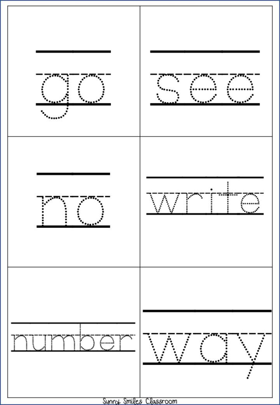 Fry Sight Words Flashcards: Tracing for Kindergarten (PDF Pattern) - Etsy