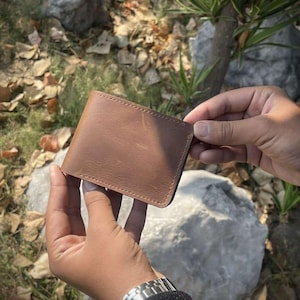 Cartera de cuero de grano completo personalizada para hombre