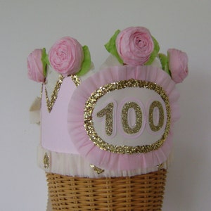 100th Birthday Crown, 100th birthday hat, adult birthday party hat, customize with any number
