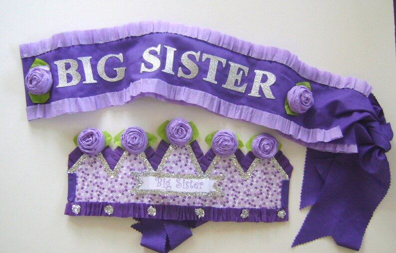 purple sash customize Party sash BIG SISTER Sash adjustable for adult or child