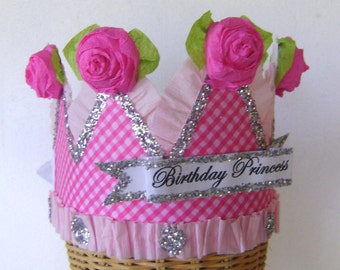 Birthday Party Crown, Birthday Party Hat, Party Hat,   BIRTHDAY PRINCESS or customize-  adult or child,  customize it