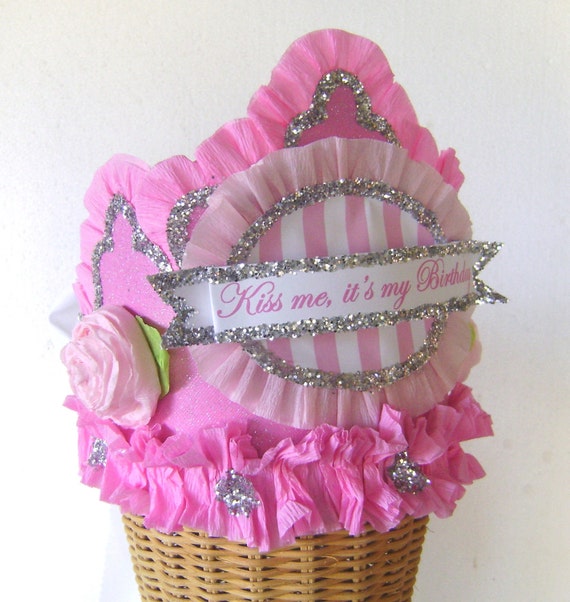 Birthday Hat, birthday crown, girls birthday hat, pink birthday hat, customize it! Il_570xn