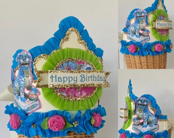 Birthday  hat,, chinoiserie Birthday hat, Foo Dog Birthday Hat, Birthday Crown, CUSTOMIZE!