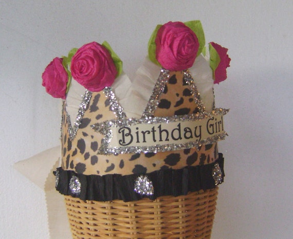 Birthday Crown, Birthday Hat, Leopard Birthday Hat, custom birthday hat, girls birthday hat, adult birthday hat, unisex birthday hat Il_570xn
