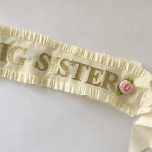 Big Sister Schärpe: Creme Baumwolle, Gold Glitter, Verstellbar