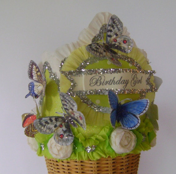 Butterfly Birthday hat, butterfly Birthday Crown, Birthday Girl hat, Garden Party Crown, Garden Party Hat, Customize Il_570xn