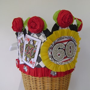 Cappello per il 60° compleanno, corona per il 60° compleanno, cappello da festa della Regina di cuori, festa di Las Vegas, cappello di compleanno per adulti, cappello di compleanno personalizzato, personalizzalo!