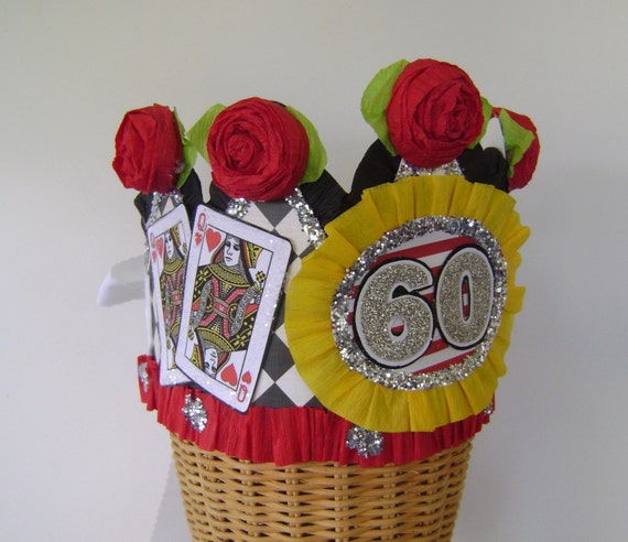 60th Birthday Hat, 60th birthday crown, Queen of hearts party hat,Las Vegas party, adult birthday hat, custom birthday hat, personalize it! Il_570xn
