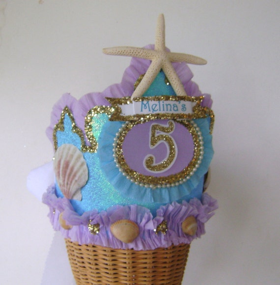 MERMAID BIRTHDAY CROWN ,Mermaid Birthday Hat, Under the sea Birthday hat, Shells, Starfish crown, customize it Il_570xn